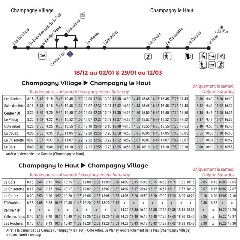 Horaires navette Champagny en Vanoise