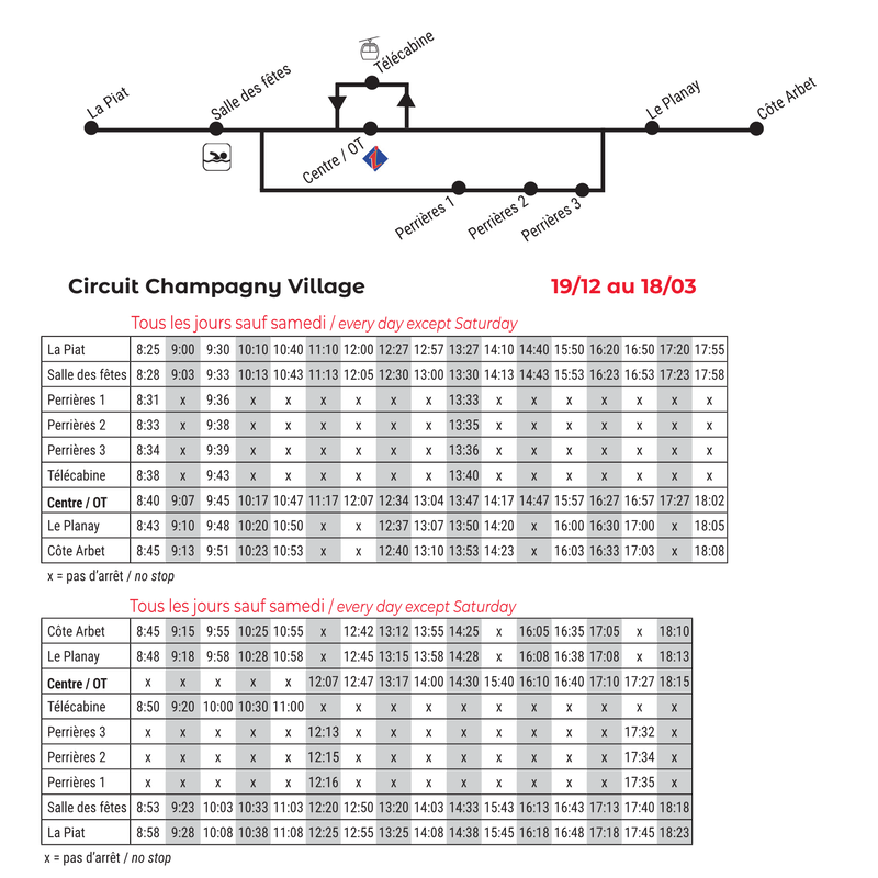 Horaires navette Champagny en Vanoise