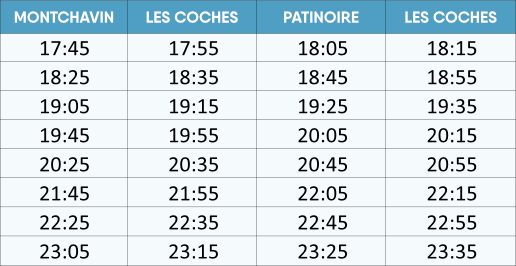Horaires navettes Montchavin - Les Coches