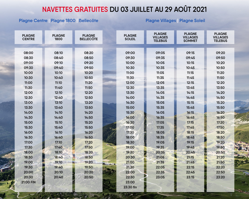 horaires navettes