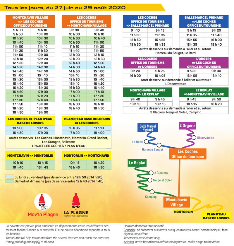 Horaires des navettes de Montchavin les Coches