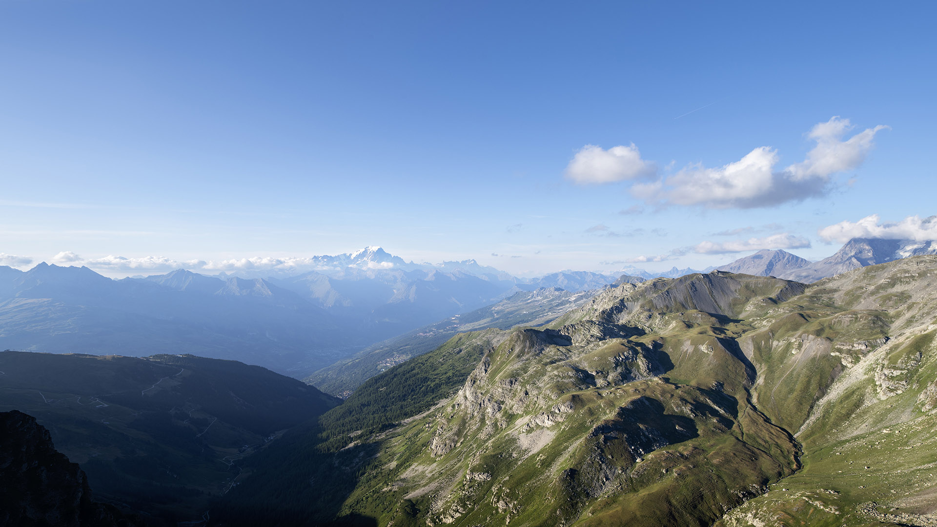 Panoramique Mont Blanc vue Roche de Mio La Plagne