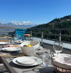 terrasse avec vue Mont blanc exceptionnelle