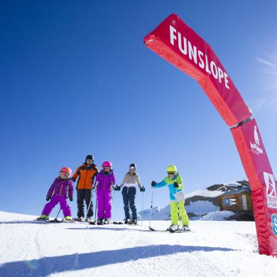 Fun slope départ famille La Plagne