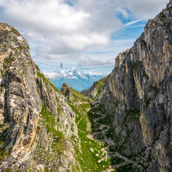 Via ferrata avec vue sur le Mont Blanc