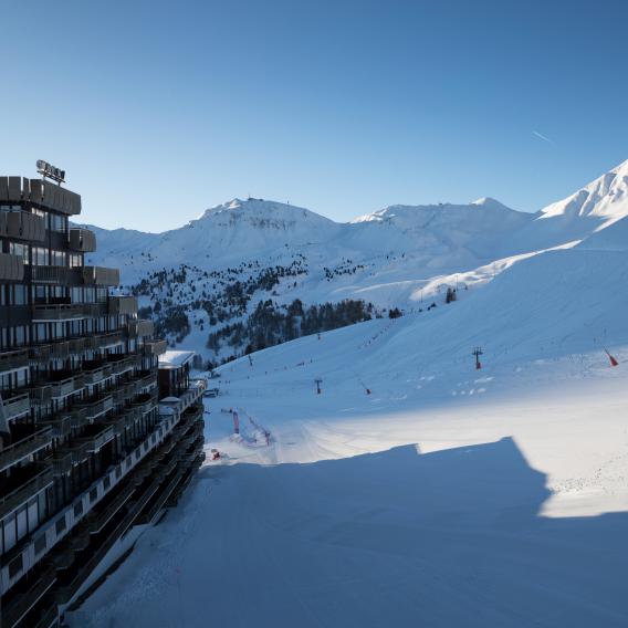 Vue depuis le paquebot des neige à Plagne Aime 2000