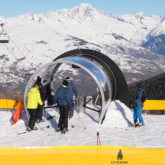 Départ du mini Super Slalom à La Plagne