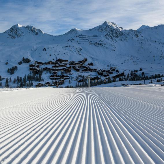 Piste dammée à La Plagne