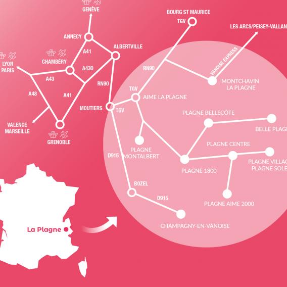 Plan d'accès à La Plagne