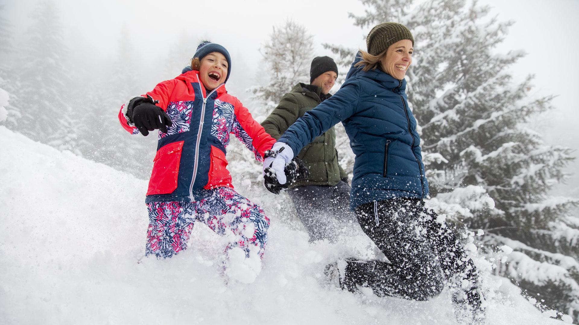 Dans la neige en famille à La Plagne