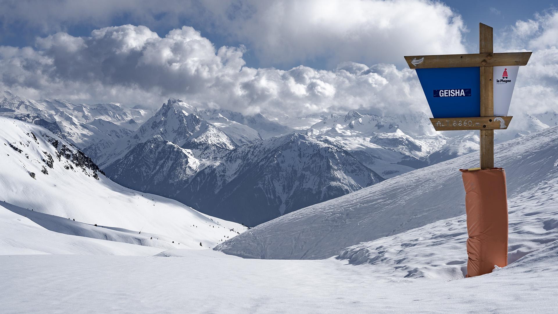 Domaine skiable La Plagne vue piste Geisha