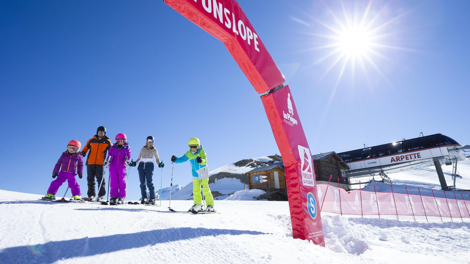 Fun slope départ famille La Plagne