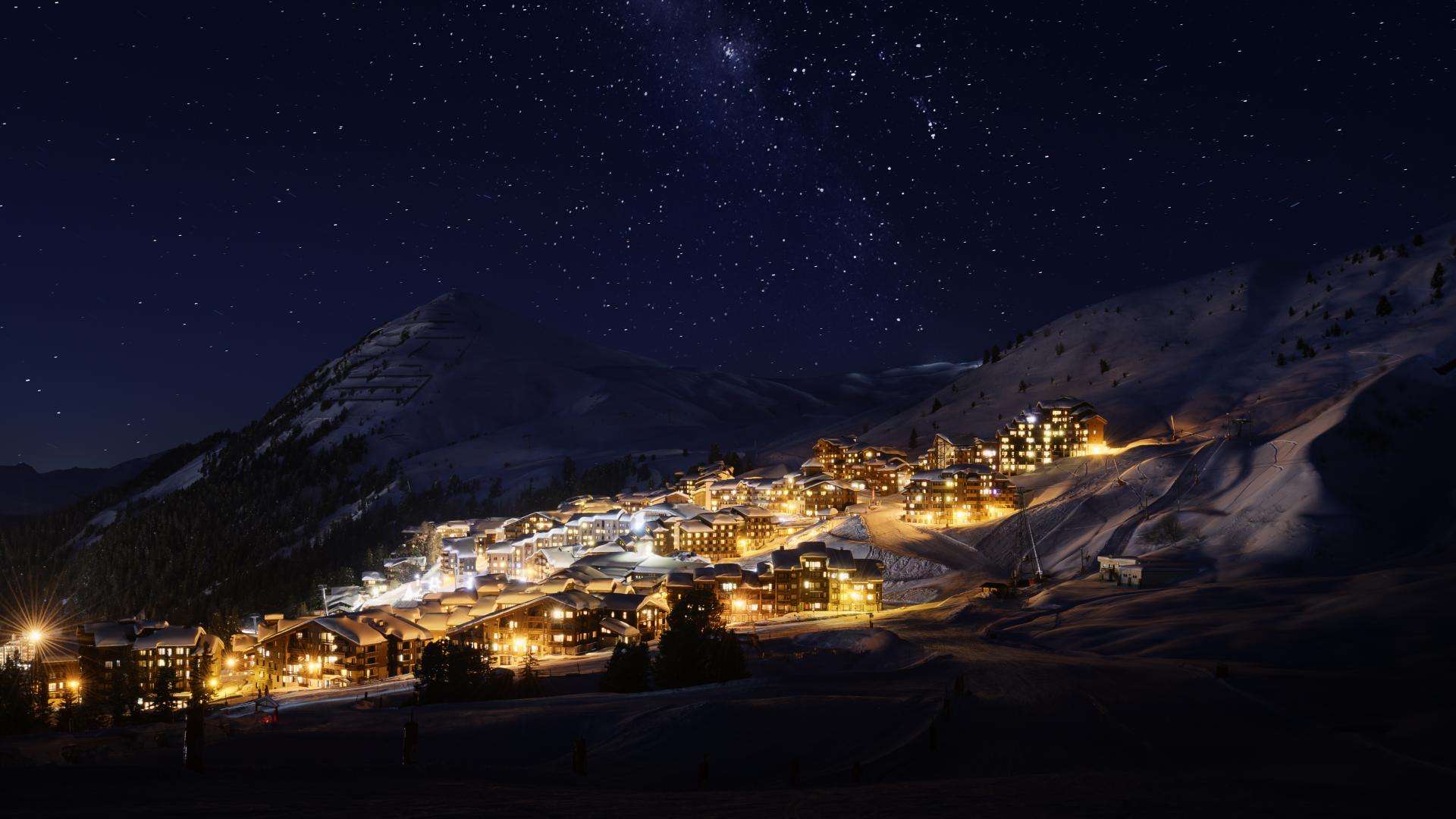 Belle Plagne sous la nuit étoilée