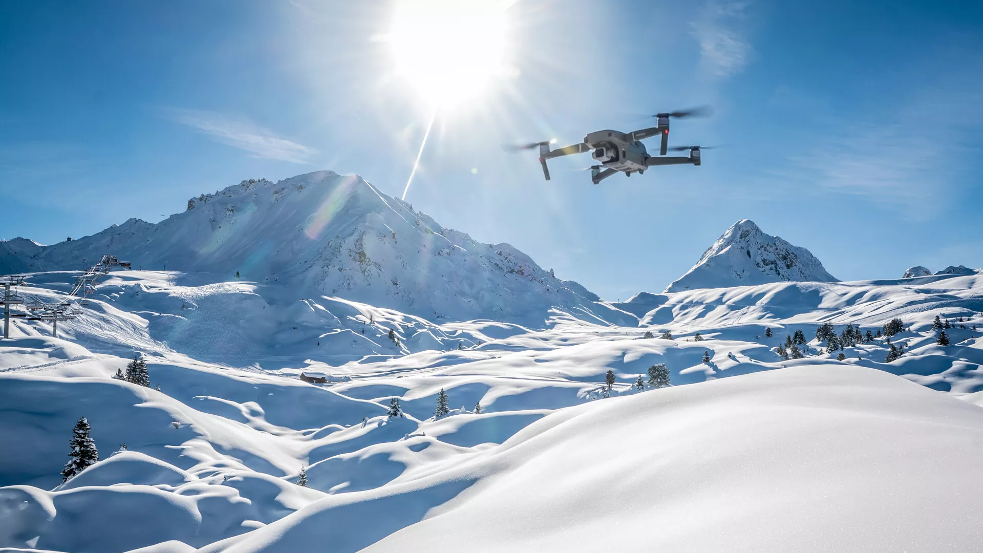 Vol en drone à La Plagne